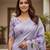 Purple colour leaf digital printed linen cotton saree  with jhalar