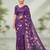 Purple colour leaf digital printed linen cotton saree  with jhalar