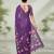 Purple colour leaf digital printed linen cotton saree  with jhalar
