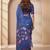 Blue colour leaf digital printed linen cotton saree with jhalar