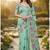 Green colour leaf digital printed linen cotton saree with jhalar