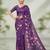 Purple colour leaf digital printed linen cotton saree  with jhalar
