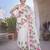 White colour leaf digital printed linen cotton saree with jhalar