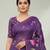 Purple colour leaf digital printed linen cotton saree  with jhalar