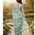 Green colour leaf digital printed linen cotton saree with jhalar