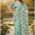 Green colour leaf digital printed linen cotton saree with jhalar
