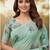 Green colour leaf digital printed linen cotton saree with jhalar