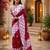 Pink colour leaf digital printed linen cotton saree