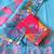 Blue colour leaf digital printed linen cotton saree