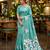 Sky blue colour leaf digital printed linen cotton saree with jhalar