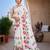 White colour leaf digital printed linen cotton saree with jhalar