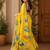 Yellow colour leaf digital printed linen cotton saree