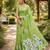 Green colour leaf digital printed linen cotton saree with jhalar