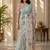 Multicolor leaf digital printed linen cotton saree