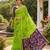 Green colour leaf digital printed linen cotton saree