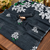Black colour leaf digital printed linen cotton saree with jhalar