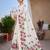 White colour leaf digital printed linen cotton saree with jhalar