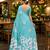Sky blue colour leaf digital printed linen cotton saree with jhalar