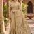 Chiku colour leaf digital printed linen cotton saree with jhalar