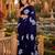 Purple colour leaf digital printed linen cotton saree  with jhalar