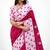 Pink colour leaf digital printed linen cotton saree