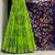 Green colour leaf digital printed linen cotton saree