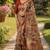 Chiku colour leaf digital printed linen cotton saree with jhalar