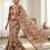 Chiku colour leaf digital printed linen cotton saree with jhalar