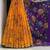 Orange colour leaf digital printed linen cotton saree