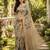 Chiku colour leaf digital printed linen cotton saree with jhalar