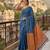 Blue colour leaf digital printed linen cotton saree with jhalar
