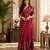 Red colour leaf digital printed linen cotton saree