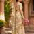 Chiku colour leaf digital printed linen cotton saree with jhalar