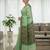 Green colour leaf digital printed linen cotton saree with jhalar