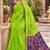 Green colour leaf digital printed linen cotton saree