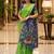 Green colour leaf digital printed linen cotton saree with jhalar