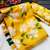 Yellow colour leaf digital printed linen cotton saree with jhalar