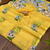 Yellow colour leaf digital printed linen cotton saree with jhalar