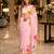 Pink colour leaf digital printed linen cotton saree