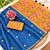 Blue colour leaf digital printed linen cotton saree with jhalar