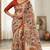 Chiku colour leaf digital printed linen cotton saree with jhalar