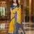 Yellow colour leaf digital printed linen cotton saree
