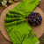 Green colour leaf digital printed linen cotton saree