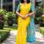 Yellow colour leaf digital printed linen cotton saree with jhalar