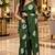 Green colour leaf digital printed linen cotton saree with jhalar