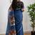 Grey colour leaf digital printed linen cotton saree