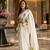 White colour leaf digital printed linen cotton saree