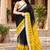 Black colour leaf digital printed linen cotton saree