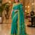 Green colour leaf digital printed linen cotton saree with jhalar