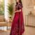 Red colour leaf digital printed linen cotton saree